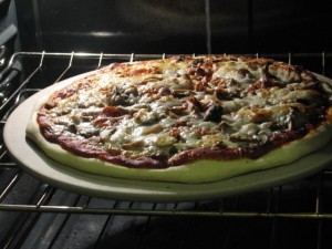 Homemade pizza on Hartstone pizza stone