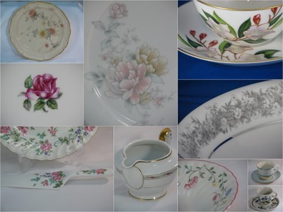 Vintage china carefully selected to complement a wedding theme 