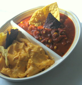 Hacienda Gold divided dish with salsa