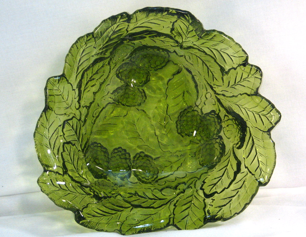 Loganberry Green by Indiana Glass Company Bon Bon Bowl Vintage Berry Dish 70's Depression Glass Home Decor Farmhouse Chic,