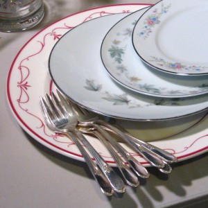 vintage wedding buffet dishes