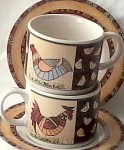 Mismatched cups and saucers in unique pairs