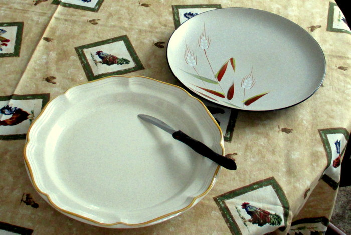 Full view of two chop platters