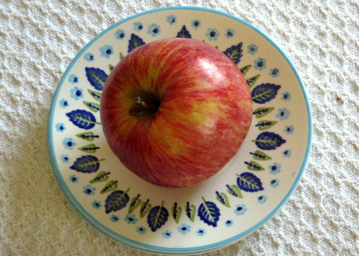 Swiss Alpine saucer and red apple