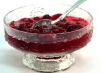 Tiara glass bowl serving cranberry sauce