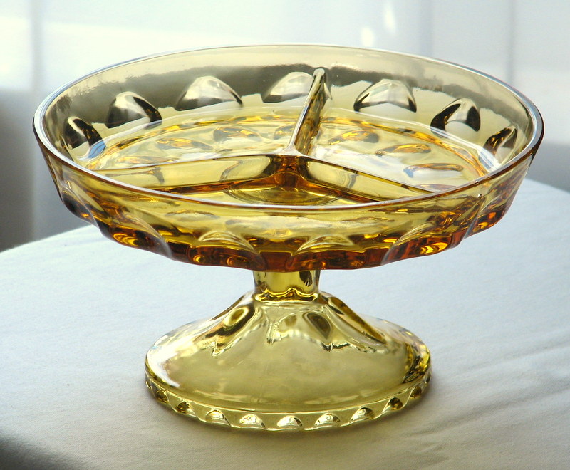 Amber gold Georgian glass dish